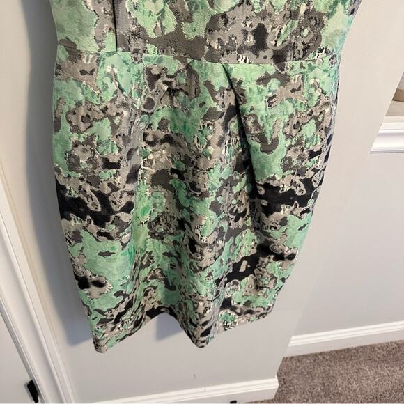 Lela Rose Blue Green Jacquard Printed Mini Dress Small - Picture 7 of 12
